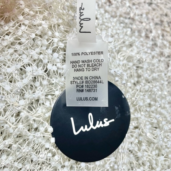 Lulus Sunlight Sparkle White Fishnet Rhinestone Maxi Dress Swim Coverup XS/S NWT - Picture 9 of 11